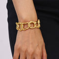 Chunky Gold Plated Wide Geometric Open Bracelet 6W6JBR600