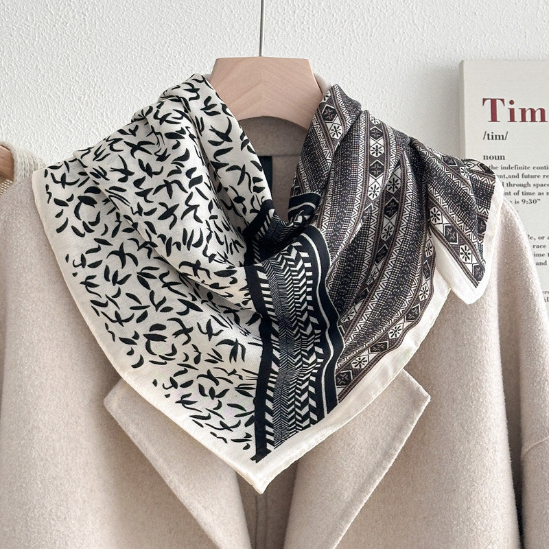 Stylish Letters Print Square Silk Scarf 6W6NSI199