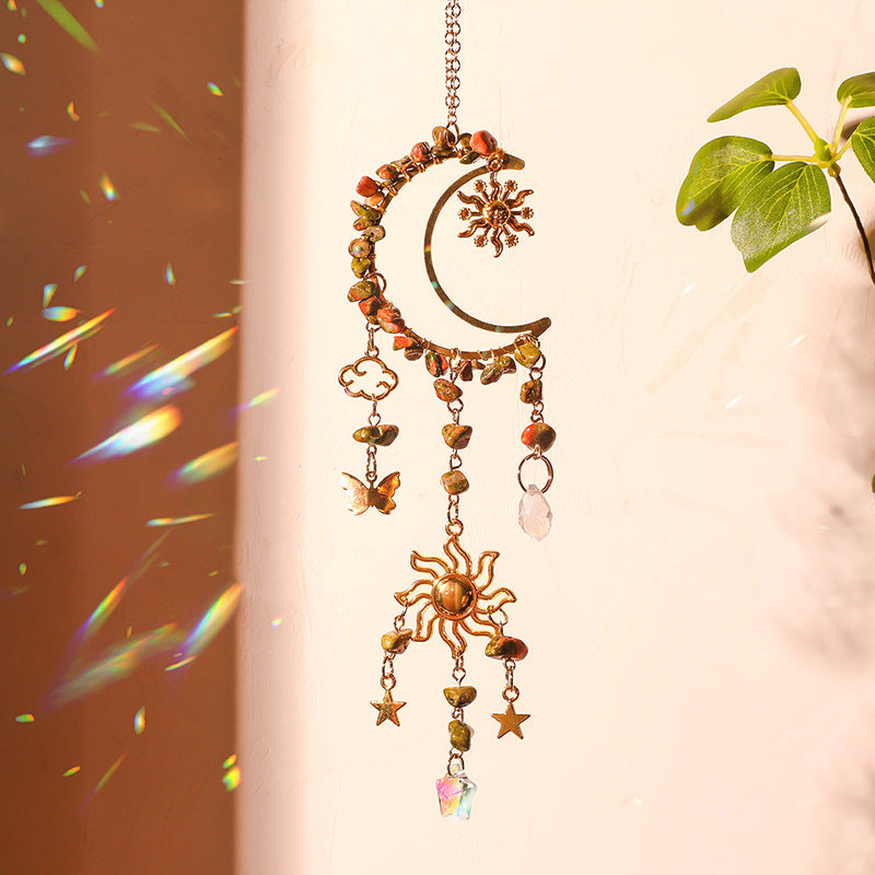 Colorful Stones Moon Wrap Tassel Hanging Suncatchers MK2CZAS6H7HLS68