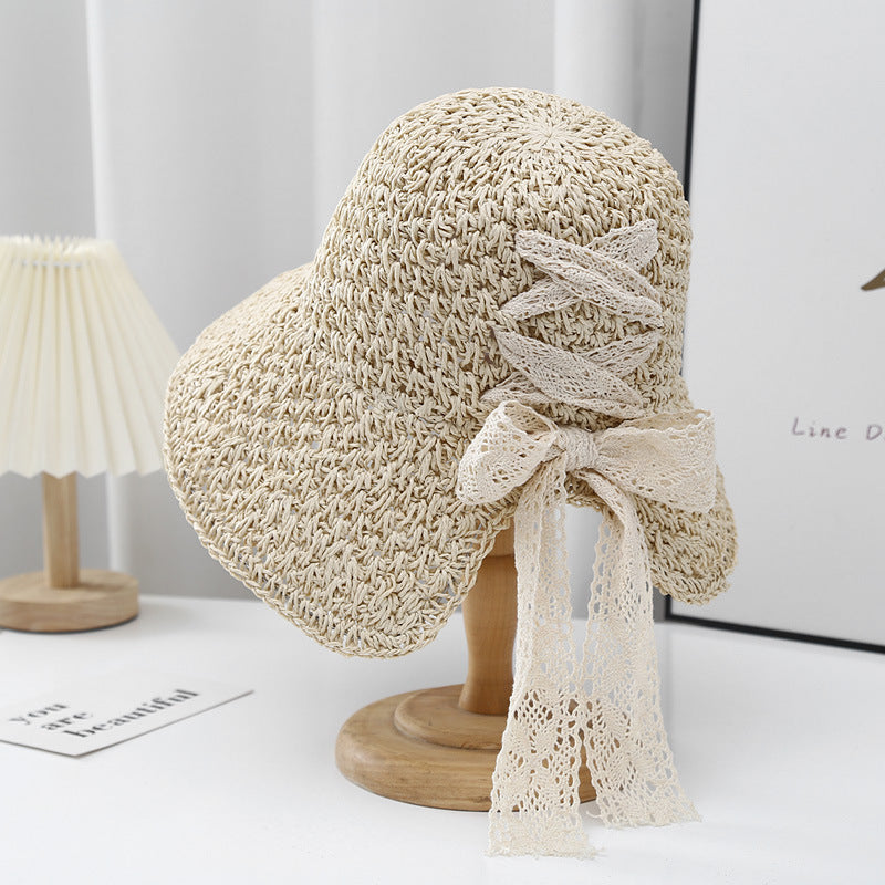Lace Strap Straw Hat - DippedShop Wholesale - #9363