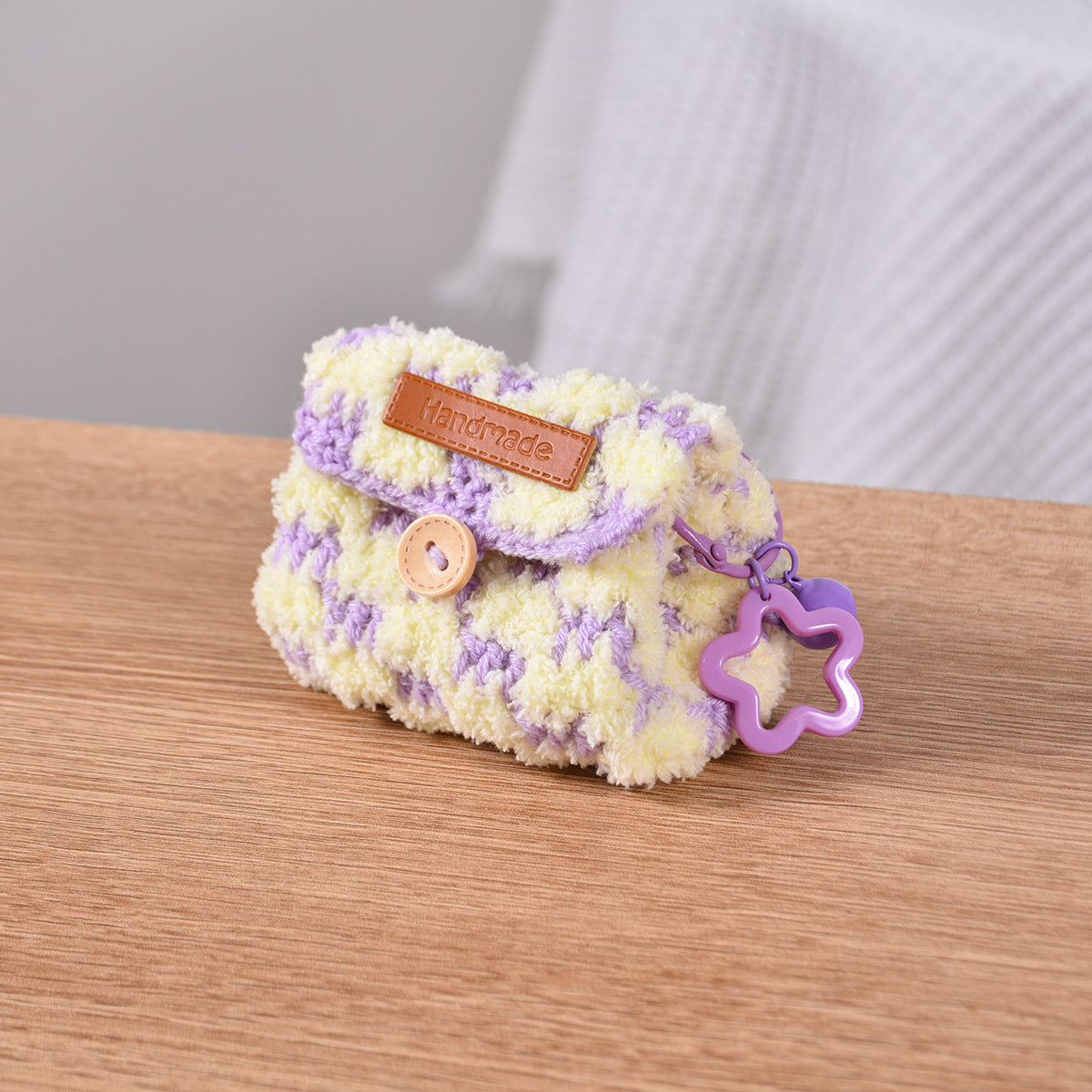 Cute Crochet Color Block Mini Coin Earbud Case 6S10BWB112