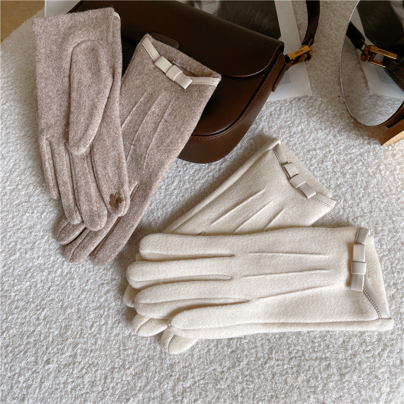 Bowknot Plush Touchscreen Gloves - DippedShop Wholesale - #4147
