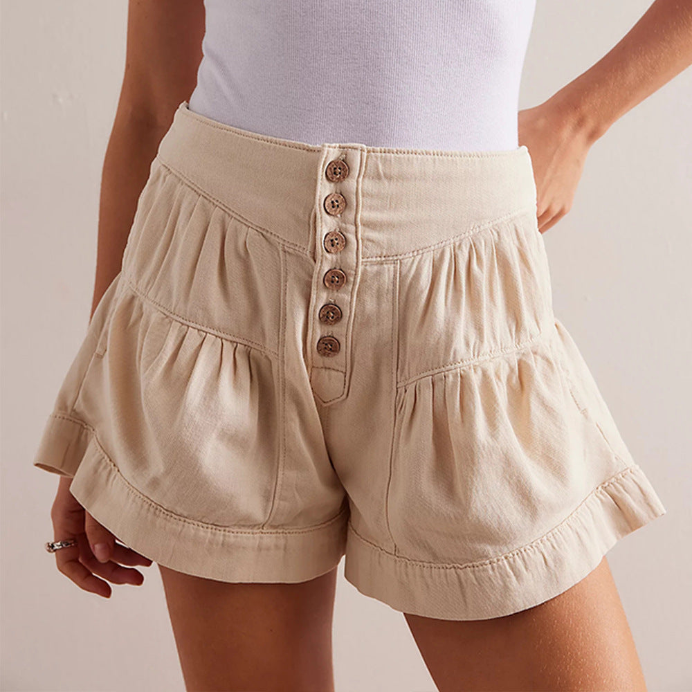 Ruffle Button Denim Shorts - DippedShop Wholesale - #8579