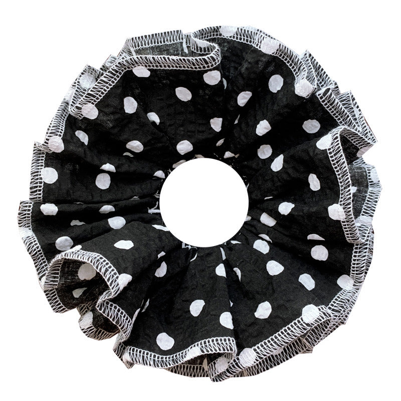 Sweet Layered Polka Dot Stripe Ruffle Scrunchie 6W6HSR469