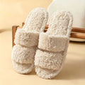 Fuzzy Plush Solid Color Open-Toe Slippers 6W8FSP235