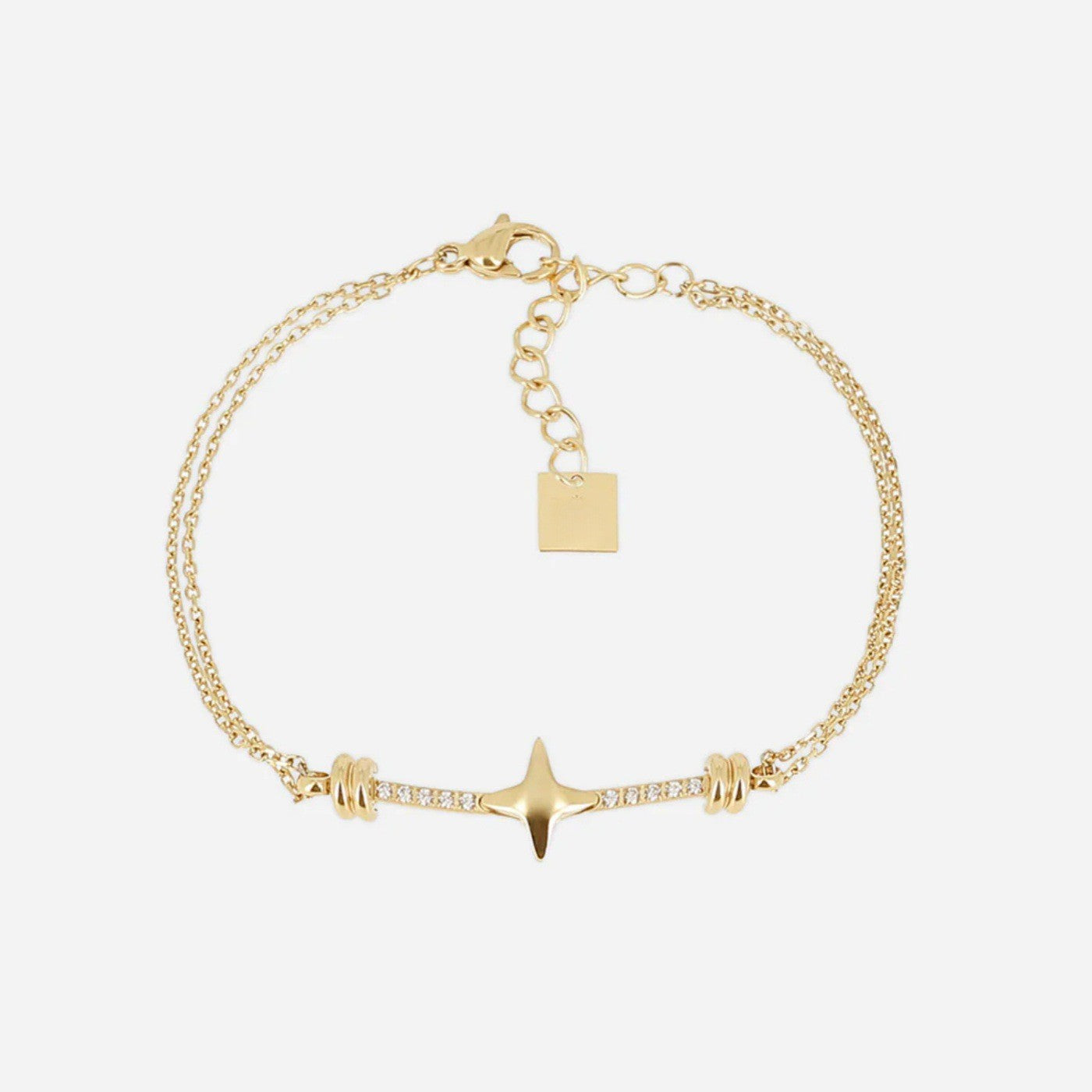 Trendy Gold Plated Zirconia Chain Bracelet 6W6JBR331