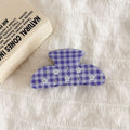 Cute Rhinestone Flower Plaid Acetate Hair Claw 6W6HCP1277