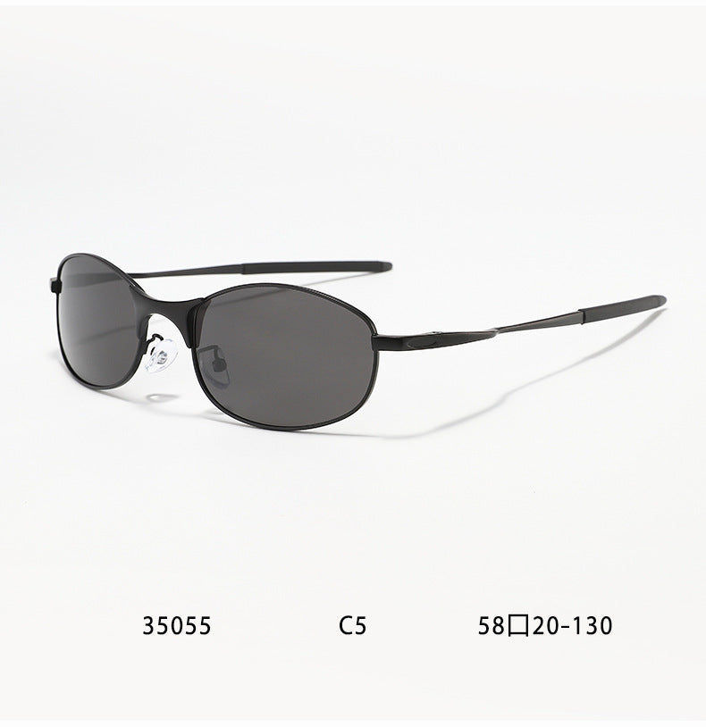 Metal Oval Frame Polarized Sunglasses - DippedShop Wholesale - #1843