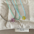 Cute Bowknot Flower Pendant Beaded Choker Necklace 6W6JNC448