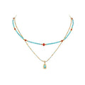Retro Turquoise Beaded Chain Necklace - DippedShop Wholesale - #1667