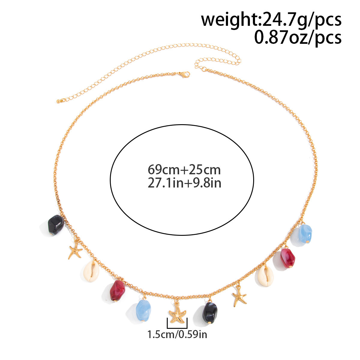 Simple Color Block Resin Charm Waist Chain 8ZA6JBC79L
