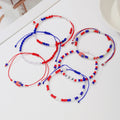 Trendy USA Flag Beaded Chain Bracelet Set 8ZA6JBR303L