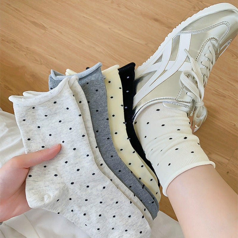 Polka Dot Simple Rolled Socks DP25A435