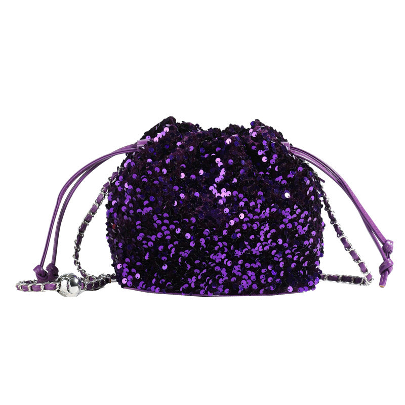 Flower Embroidery Sequin Bucket Bag - DippedShop Wholesale - #1635