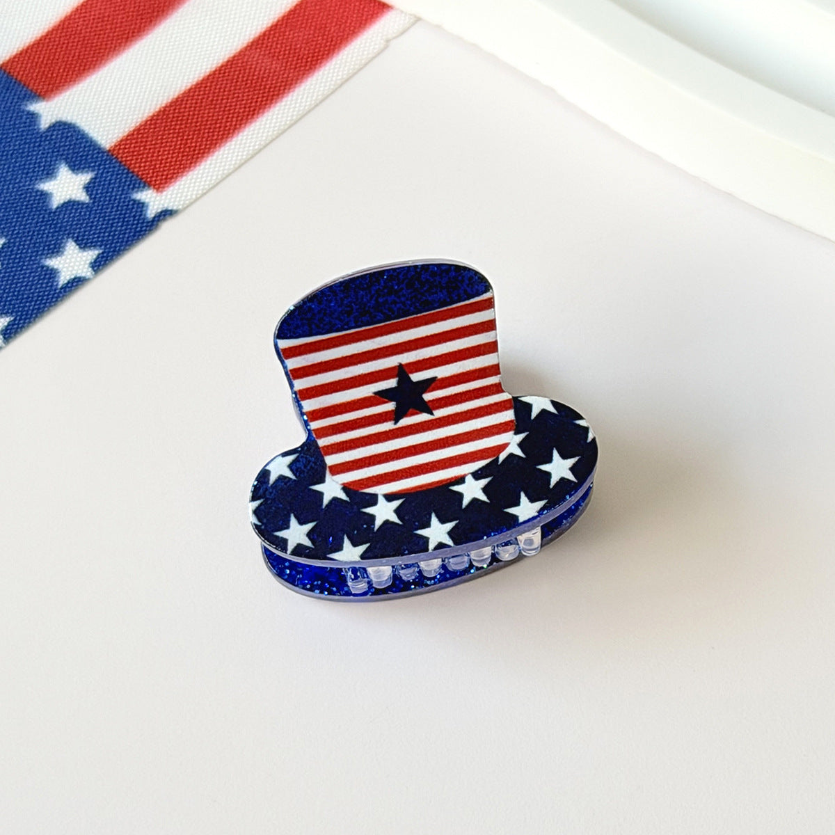 Cute USA Flag Pattern Floral Shape Hair Clip 8AS6HCP59T