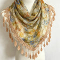 Stylish Floral Print Tassel Silk Scarf 6W6NSI207