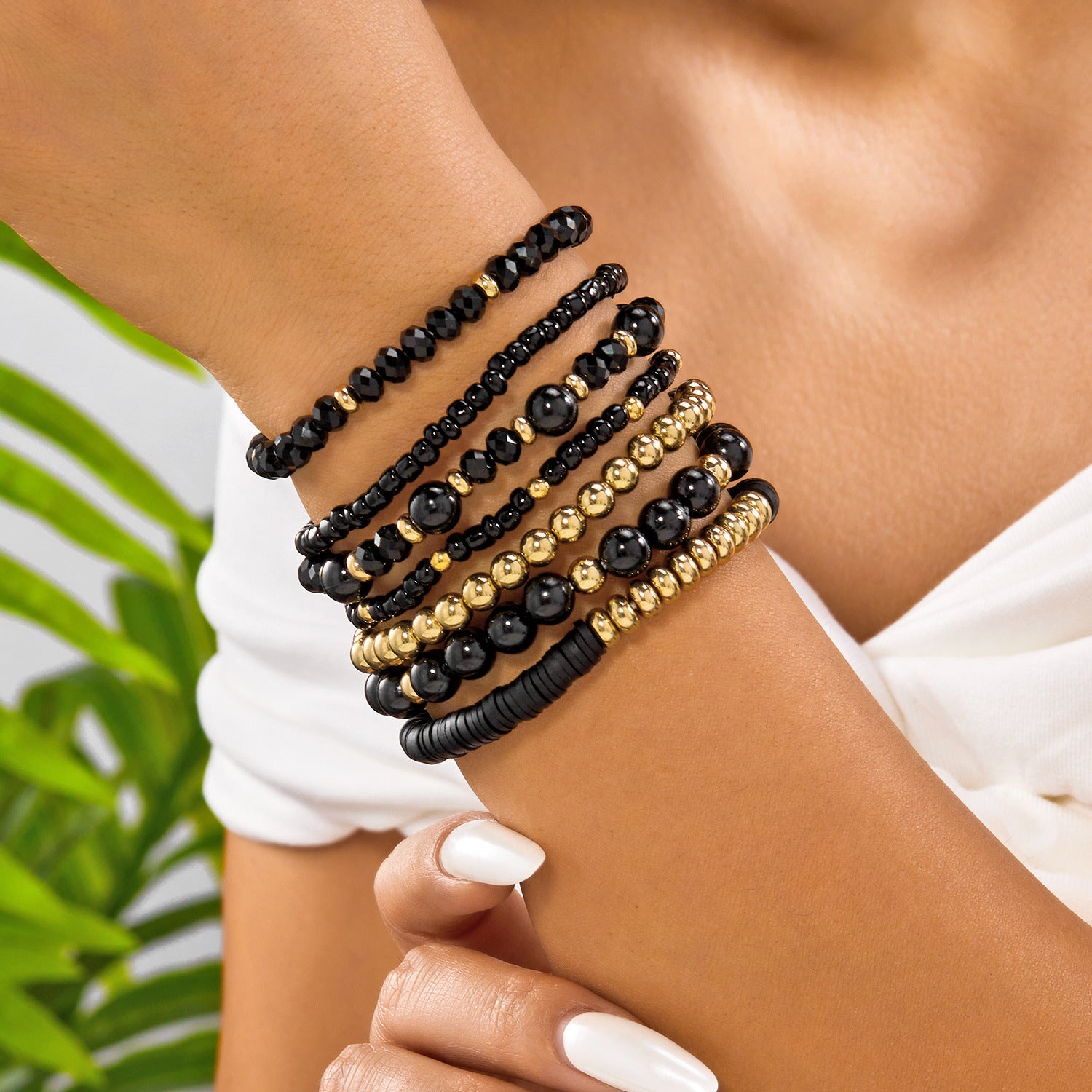 Retro Wooden Bead Strtchy Multi-Layer Bracelets 6W6JBR503
