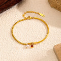 Elegant Pearl Gold Plated Chain Bracelet 6W6JBR526