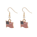 Retro Gold Plated USA Flag Pendant Hook Earrings 8ZA6JER305L