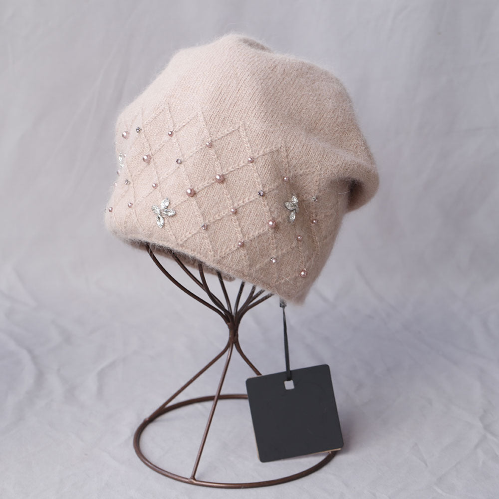 Luxury Rhinestone Pearl Embroidered Knit Beanie 6W6HAT707