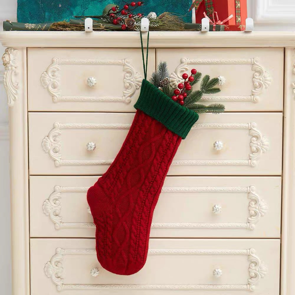 Christmas Cable Knit Stocking Hanging Gift Pouch 6W8FSO896