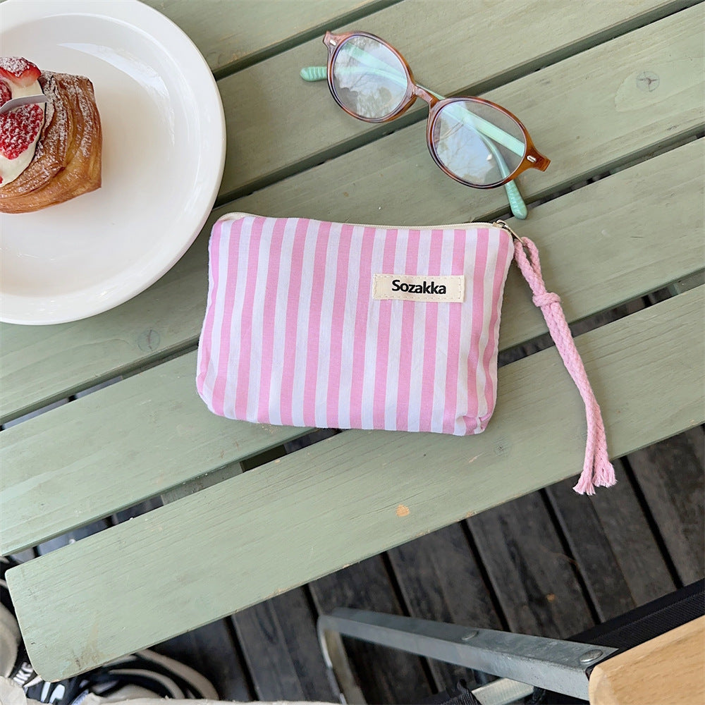Stylish Color Block Striped Mini Makeup Bag MK2BW6S10BOB53