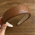 Trendy PU Woven Plaid Padded Wide Headband 6W6HBD379
