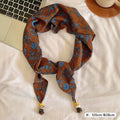 Vintage Leaf Print Beaded Triangle Silk Scarf MK2BLW6W6NSI71