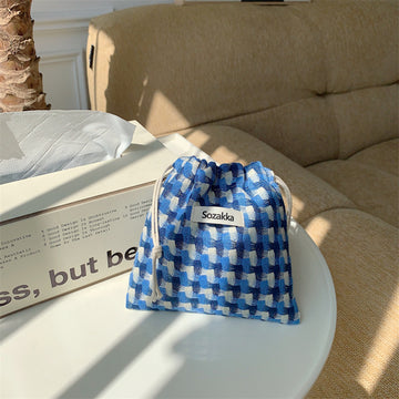 Plaid Drawstring Mini Make Up Bag DP25A583