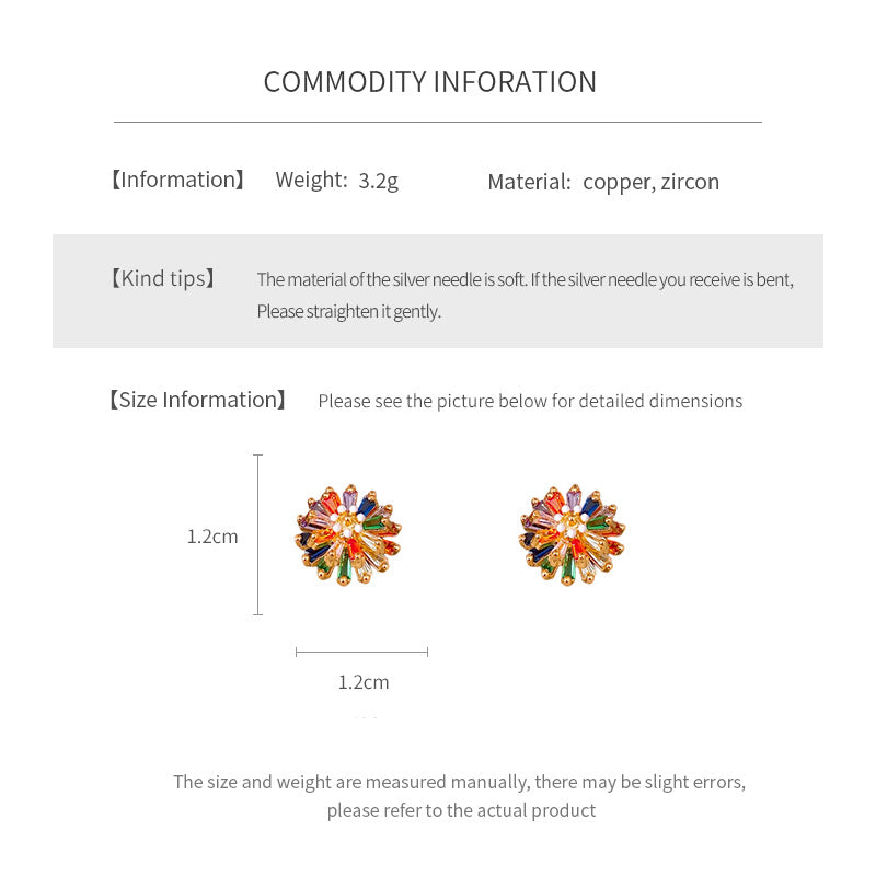 Multi-Color Zircon Flower Earrings 6W6JER784