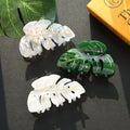 Funny Rhinestone Leaf Acetate Strong Hold Hair Claw 6W6HCP1639