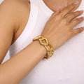 Chunky Gold Plated Wide Geometric Open Bracelet 6W6JBR600
