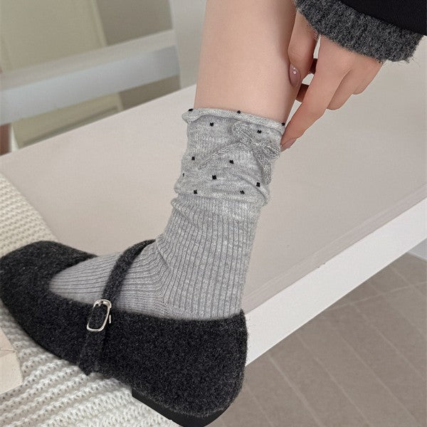 Polka Dot Bowknot Slouchy Socks - DippedShop Wholesale - #0883