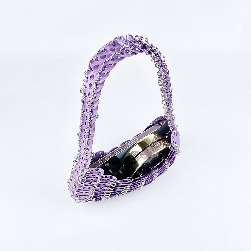 Stylish Solid Color Hand Woven Glitter Sequin Handbag 8CW6BBG514T