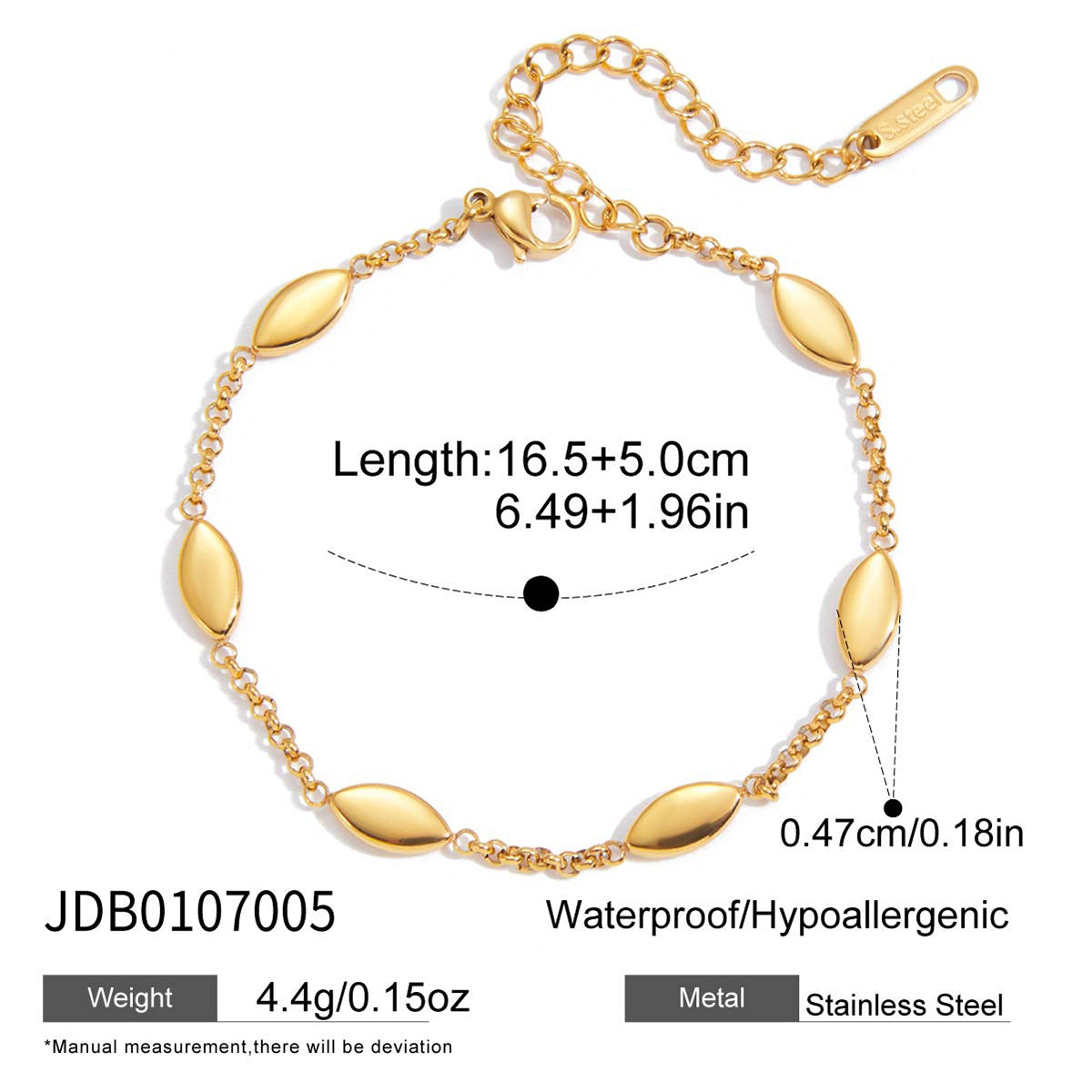 Minimalist Cubic Zirconia Gola Plated Chain Bracelet 6W6JBR464