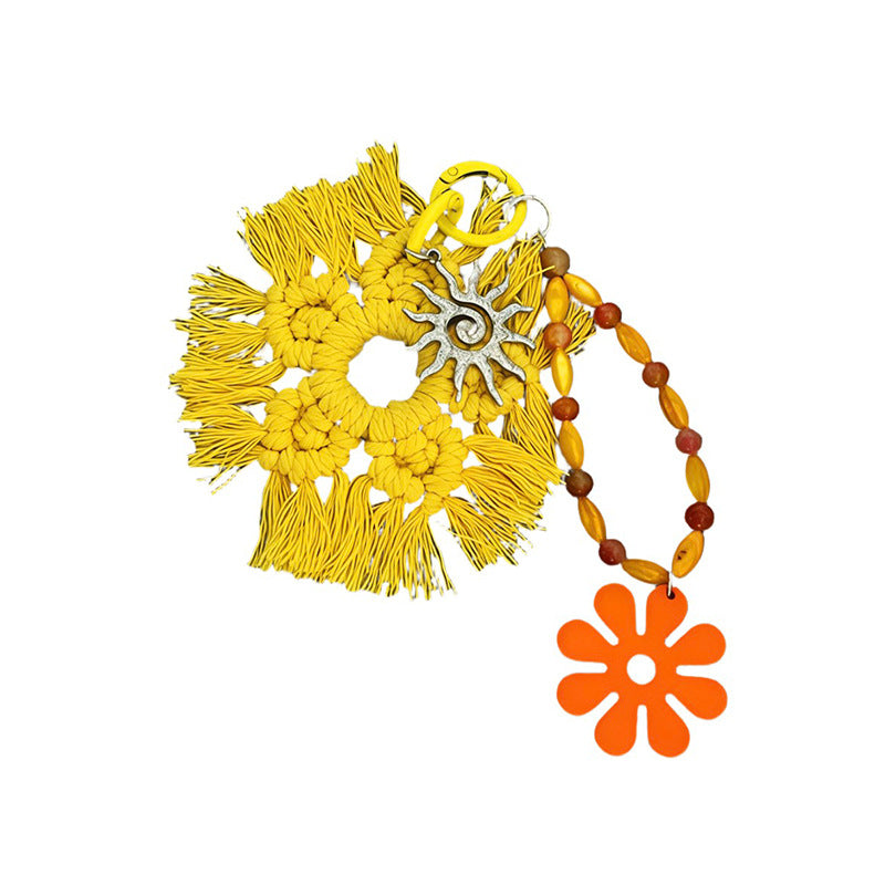 Boho Style Handwoven Floral Pendant Bag Charm 6W10BBC355