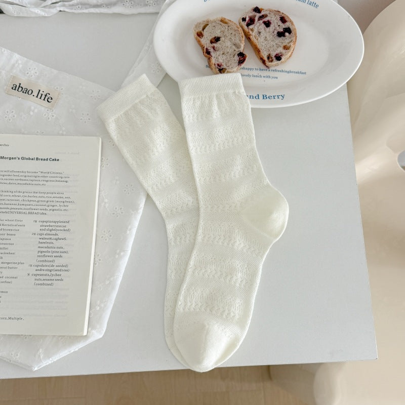 Solid Hollow Out Crew Socks - DippedShop Wholesale - #0099