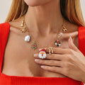 Christmas Santa Snowman Bell Charm Necklace 6W6JNC876