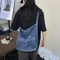 Vintage Snow Wash Denim Letter Hobo Bag 10BBG2374