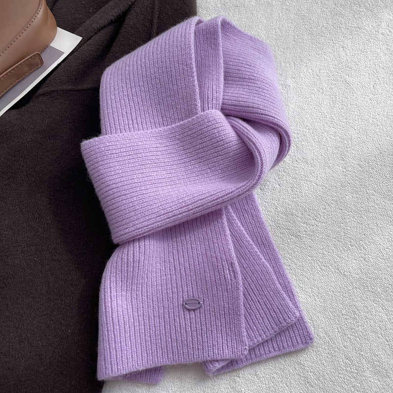 Solid Color Wool Blend Warm Knit Scarf 6W6NSC69