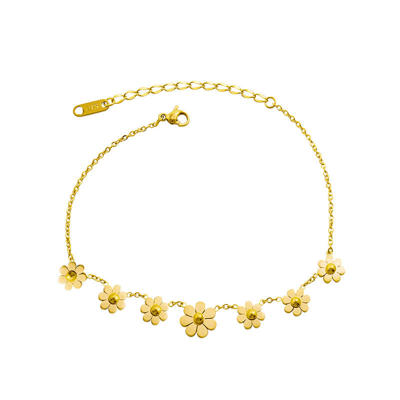 Gold Plated Cute Daisy Statement Anklets 8ZA6JAB21T