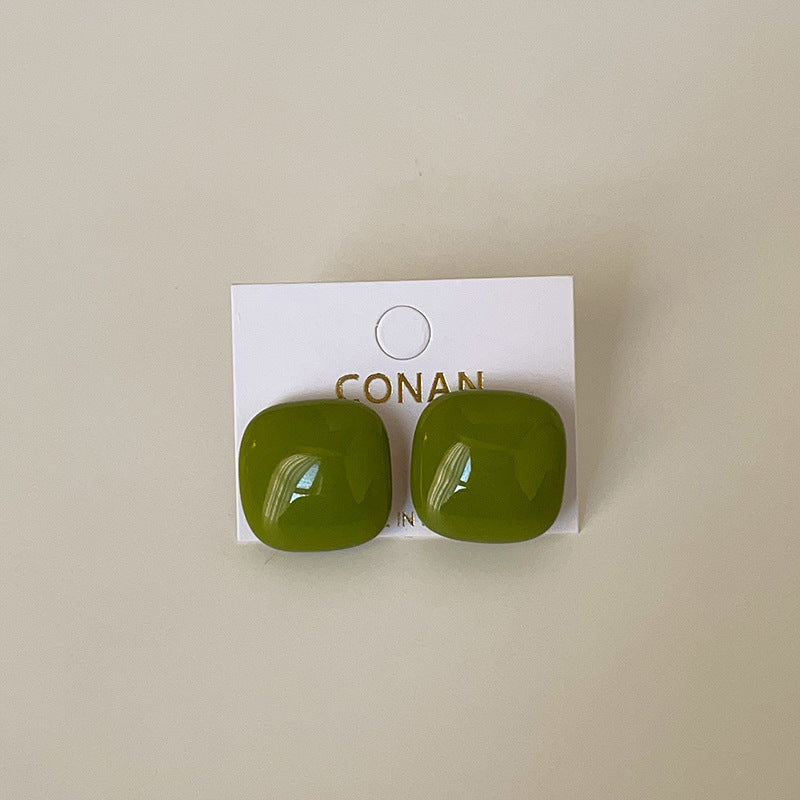 Enamel Square Stud Earrings - DippedShop Wholesale - #9939