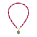 Sweet Heart Pendant Beaded Chain Necklace 6W6JNC378L