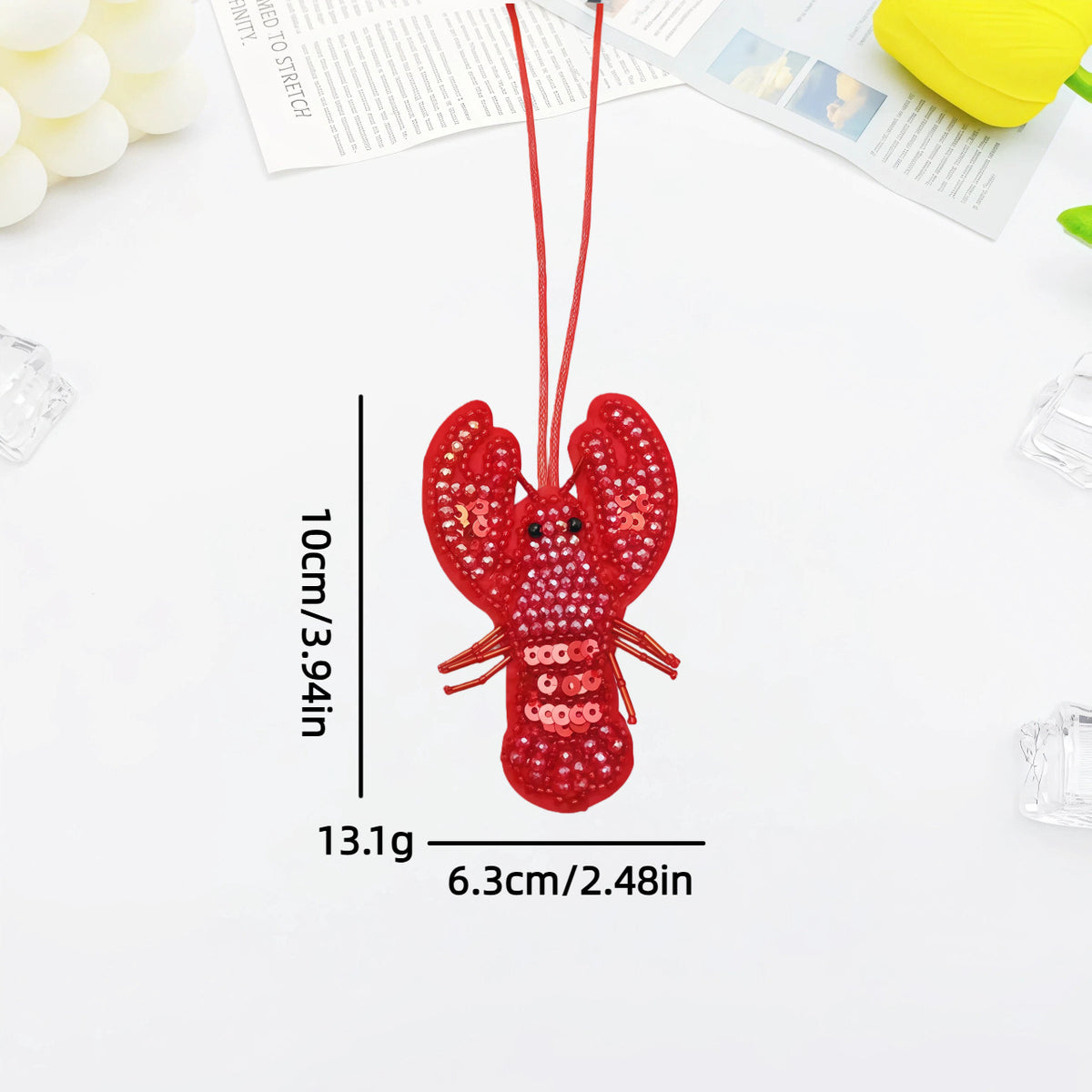 Creative Sequin Beaded Lobster Pendant Bag Charm 6W10BBC795