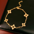 Vintage Rhinestones Enamel Floral Chain Bracelet 6W6JBR719