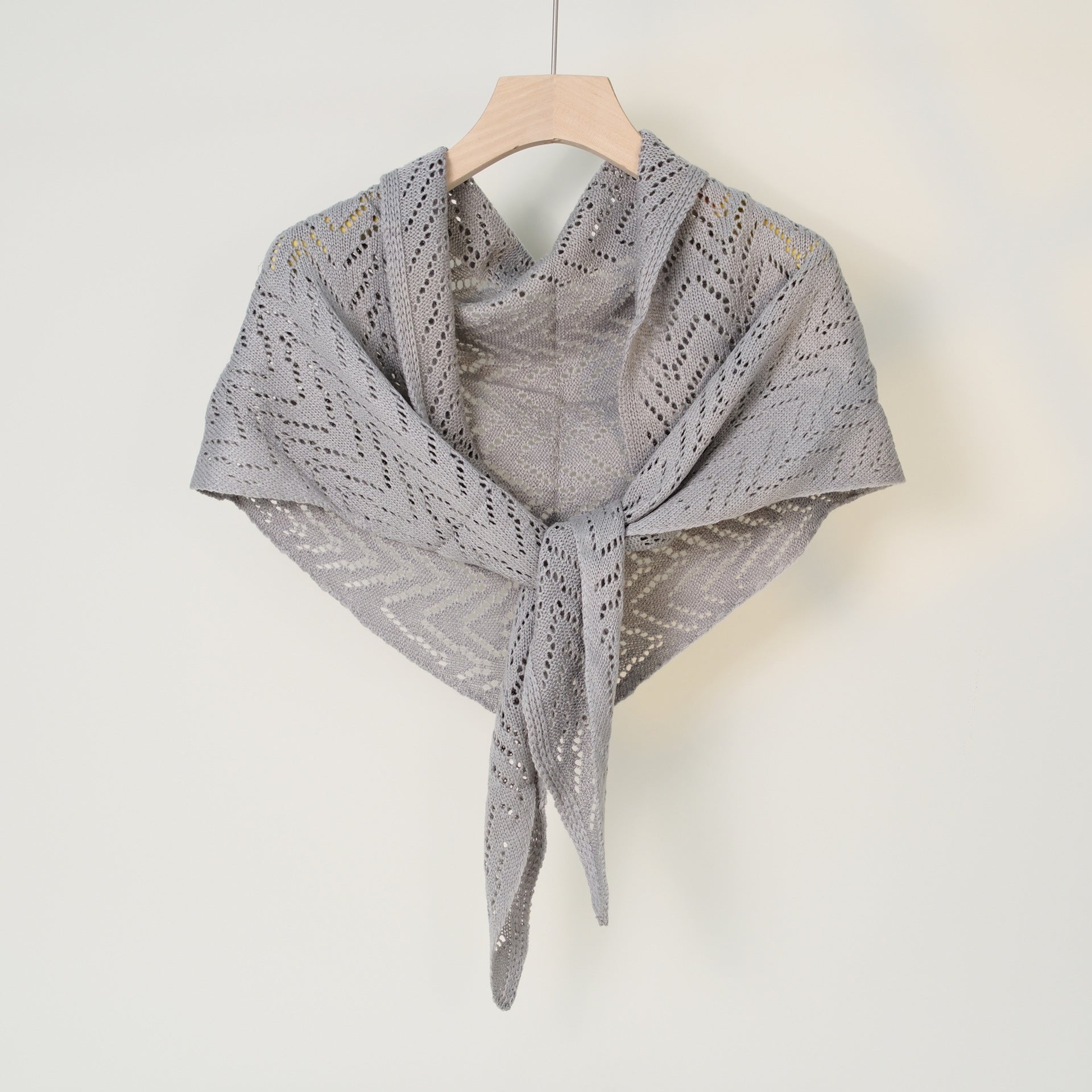 Minimalist Hollow Out Solid Color Knit Triangle Shawl 6W6NSC49
