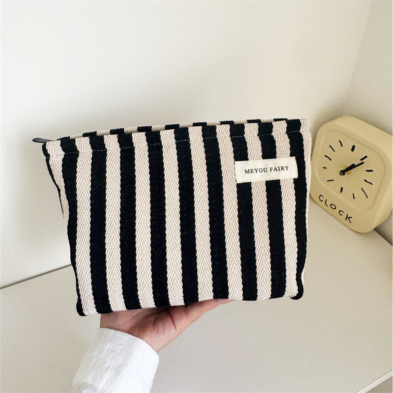 Minimalist Striped Canvas Portable Makeup Bag MK2BW6S10BOB68