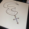 Elegant Gold Plated Rhinestones Cross Pendant Necklace 6W6JNC974