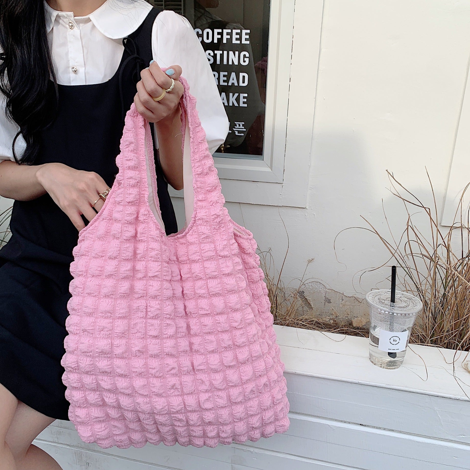 Solid Color Pleated Shoulder Bag - DippedShop Wholesale - #5587