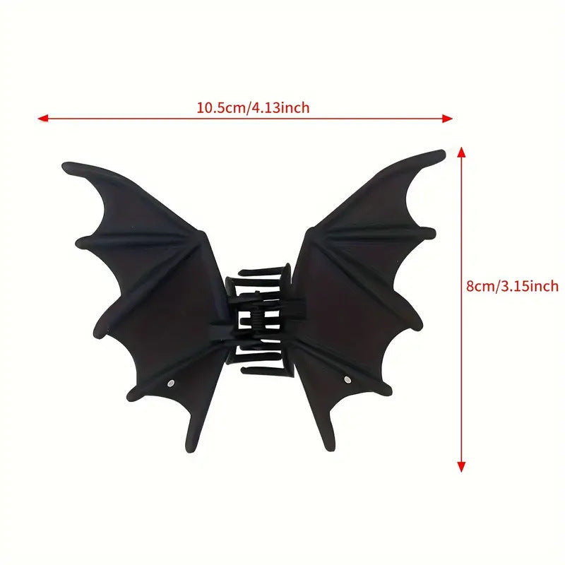 Gothic Style Halloween Matte Bat Wing Hair Claw 6W6HCP1314